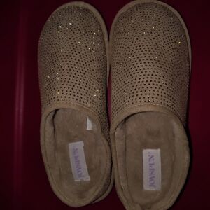 Women's Tan Slippers with Rhinestones